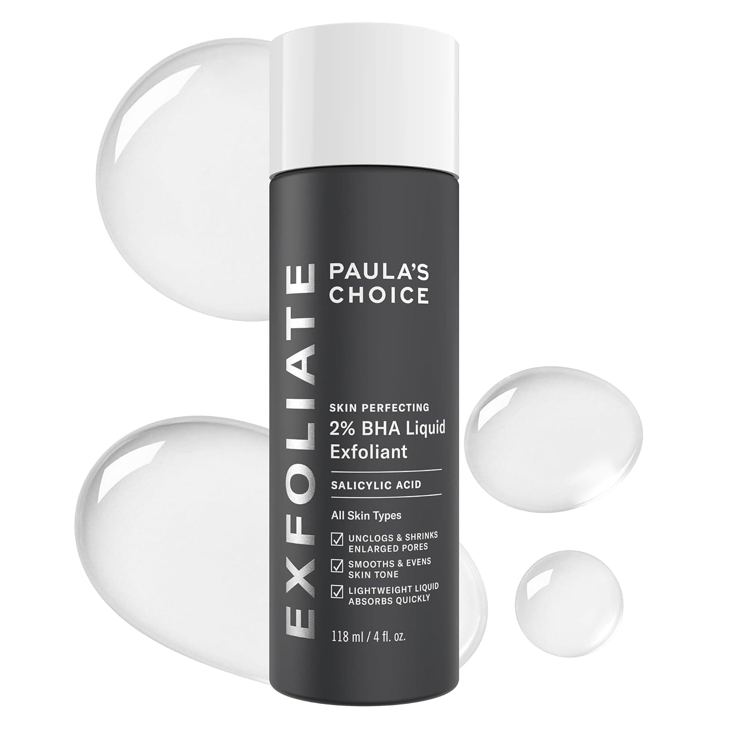 Paula's Choice SKIN PERFECTING 2% BHA Liquid Exfoliant with Salicylic Acid, Facial Polish for Pores, Wrinkles & Fine Lines, Suitable for Blackhead-Prone Skin, Fragrance-Free