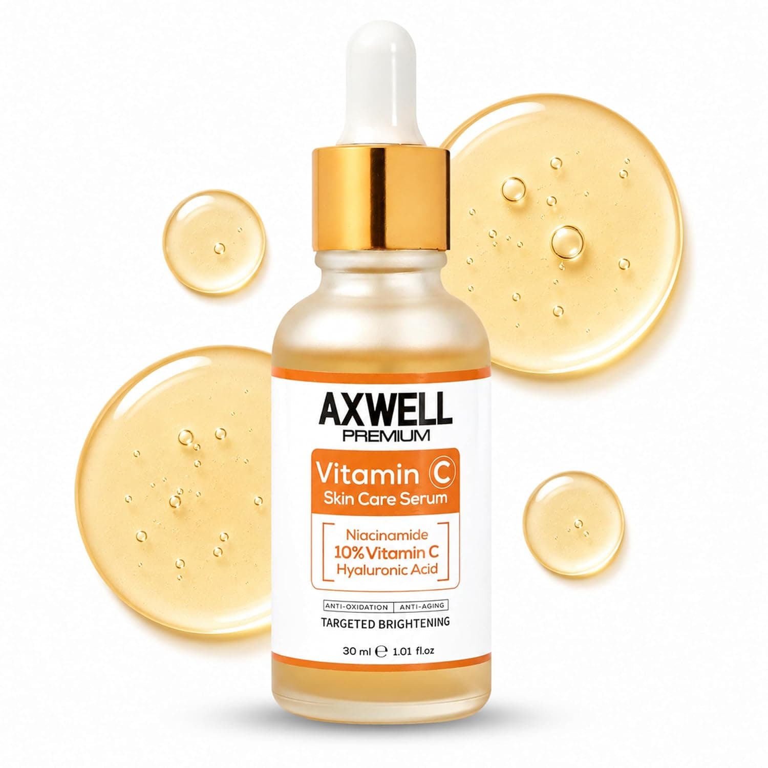 Axwell Vitamin C Serum for Face – 10% Vitamin C + Niacinamide – Daily Glow & Radiance Facial Serum with Hyaluronic Acid – Hydrating Skin Care for Even Tone (1 fl oz)